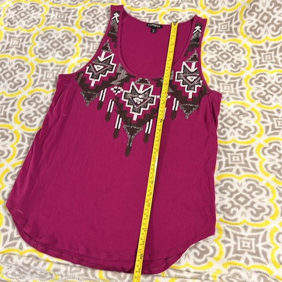 Express M Medium tank top - sleeveless - sequin Aztec style design - geometric - Picture 7 of 9